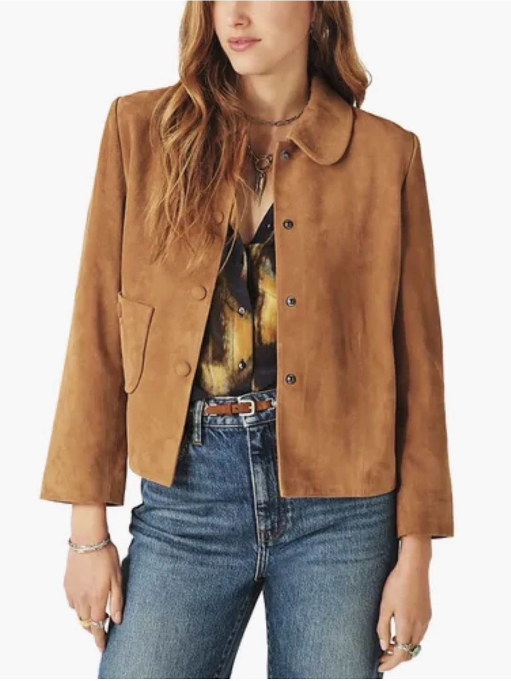ba&sh Milas Suede Leather Jacket in Camel
